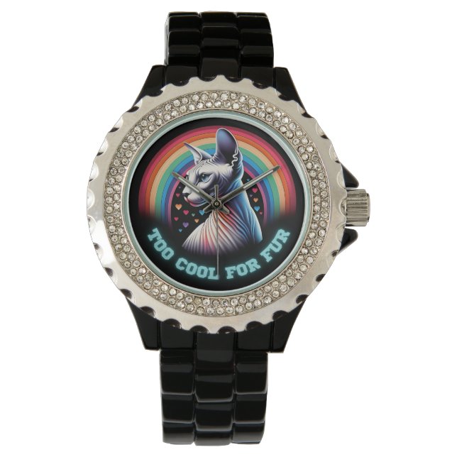 Sphynx Cat Watch Bald Haarlose Kitten zu Cool Armbanduhr (Vorderseite)