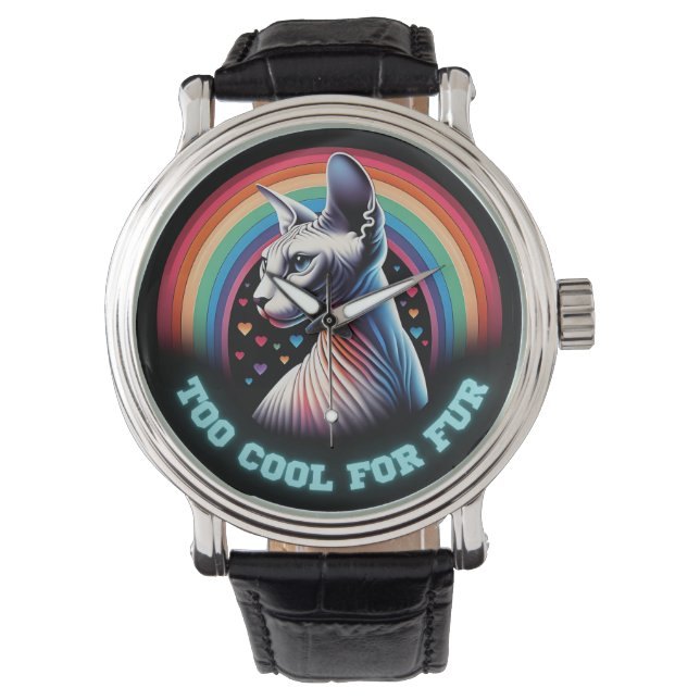 Sphynx Cat Watch Bald Haarlose Kitten zu Cool Armbanduhr (Vorderseite)