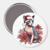 Sphynx Cat Weihnachtsmannmütze Weihnachten Magnet (Vorderseite/Rückseite)