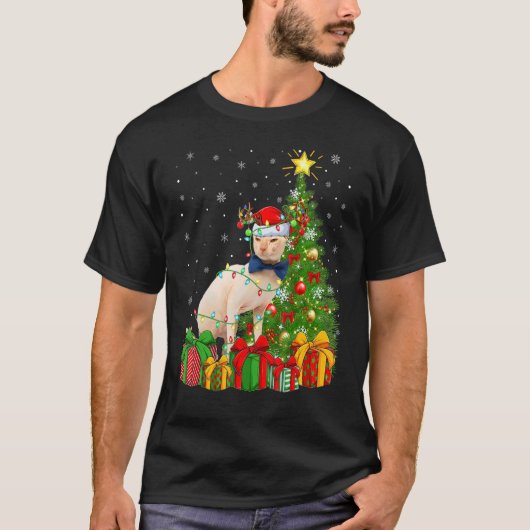 Sphynx Cat Xmas Lights Santa Sphynx Cat Christma T-Shirt (Vorderseite)