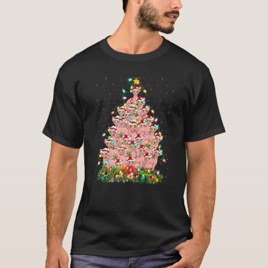Sphynx Cat  Xmas Lights Santa Sphynx Cat Christmas T-Shirt (Vorderseite)