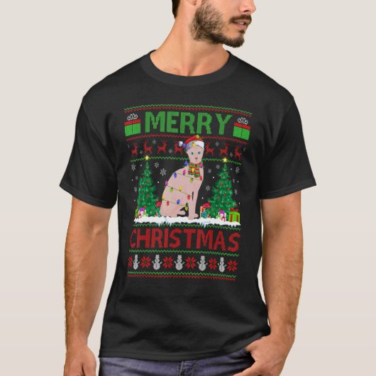 Sphynx Cat   Xmas Tree Ugly Santa Sphynx Cat Chris T-Shirt (Vorderseite)