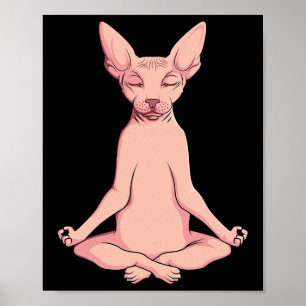 Sphynx Cat Yoga Meditation Züchter Frischtier Poster