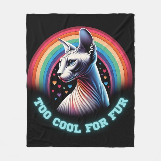 Sphynx Cat zu Cool Rainbow Hearts Funny Fleecedecke (Vorderseite)