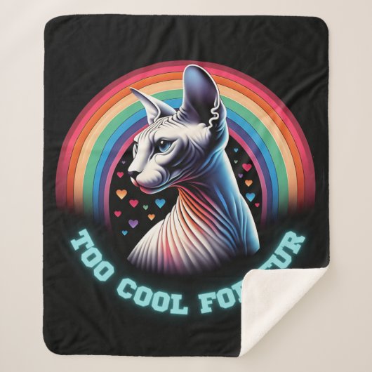 Sphynx Cat Zu Coole Funny Rainbow Hearts Sherpadecke (Vorderseite)