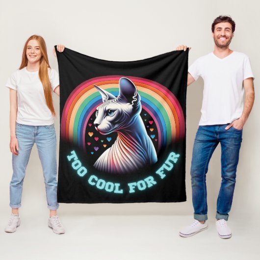 Sphynx Cat zu Coole Regenbogenhaut wirbellose Keul Fleecedecke (Beispiel)