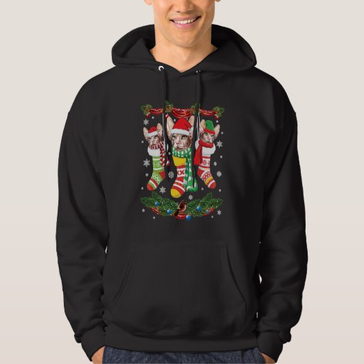 Sphynx Cats Inside Noel Socks Merry Christmas Day  Hoodie (Vorderseite)