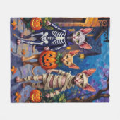 Sphynx Cats Trick-or-Treating in Halloween Costume Fleecedecke (Vorderseite (Horizontal))