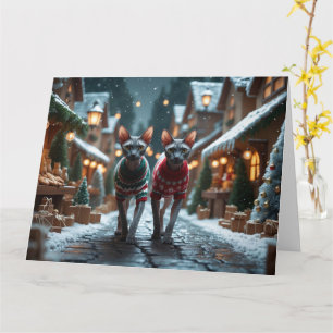 Sphynx Cats Weihnachtsschneeurlaub Karte