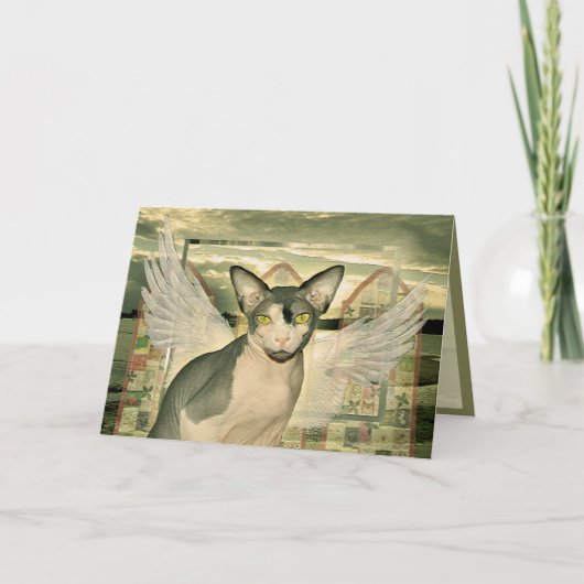 Sphynx Engel mit tiefstem Beileid Karte (Vorderseite)