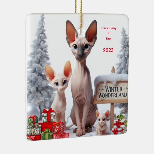 Sphynx Familie Personalisierte Weihnachtsschmuck (Rechts)
