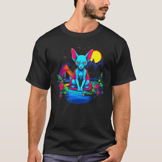 Sphynx Hairless Cat Camping T-Shirt (Vorderseite)