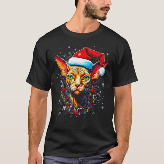 Sphynx Hairless Cat Christmas T-Shirt (Vorderseite)