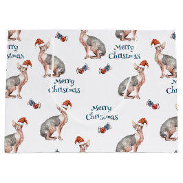 Sphynx Hairless Cat Santa Claus Weihnachten Große Geschenktüte