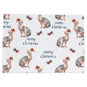 Sphynx Hairless Cat Santa Claus Weihnachten Große Geschenktüte (Rückseite)