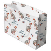Sphynx Hairless Cat Santa Claus Weihnachten Große Geschenktüte (Rückseite Schrägansicht)