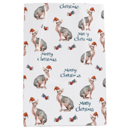 Sphynx Hairless Cat Santa Claus Weihnachten Mittlere Geschenktüte
