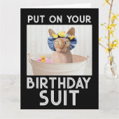 SPHYNX HAIRLESS KATZGEBURTSTAGSKARTEN KARTE (Gelbe Blume)