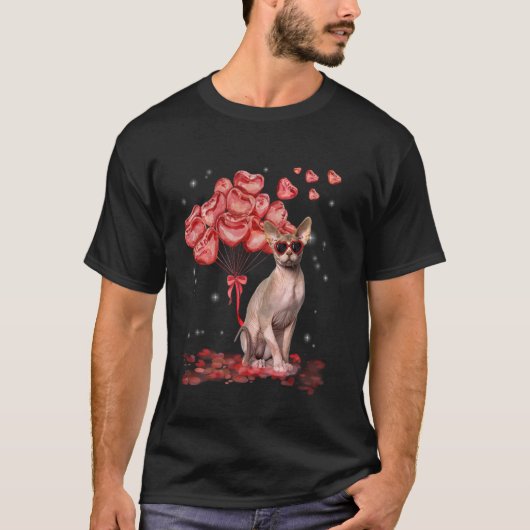 Sphynx Heart Valentinstag Katze Vater Mama T-Shirt (Vorderseite)