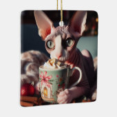Sphynx Hot Cocoa Weihnachten Keramikornament (Rechts)
