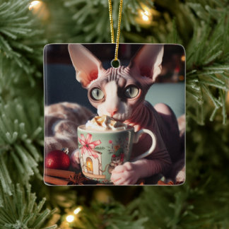 Sphynx Hot Cocoa Weihnachten Keramikornament