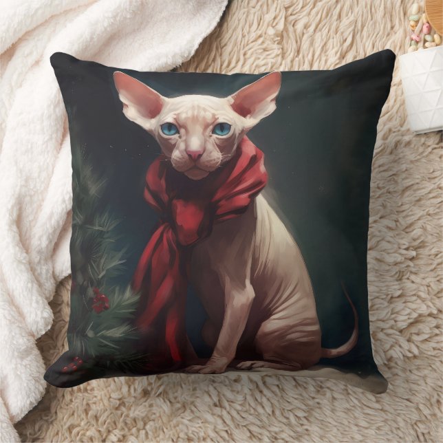 Sphynx Hund im Schnee Weihnachten Kissen (Decke)