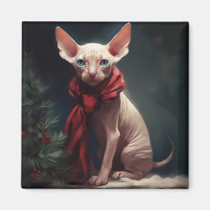 Sphynx-Hund im Schnee Weihnachten Magnet