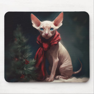 Sphynx Hund im Schnee Weihnachten Mousepad