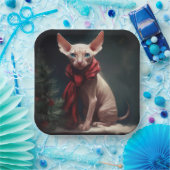 Sphynx Hund im Schnee Weihnachten Pappteller (Party)