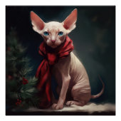 Sphynx Hund im Schnee Weihnachten Poster (Vorderseite)