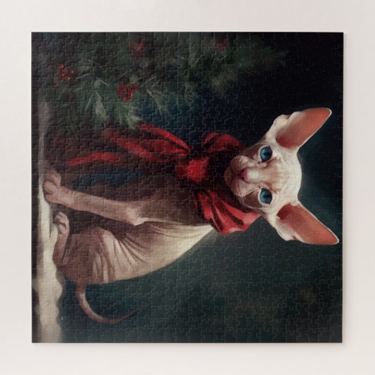 Sphynx Hund im Schnee Weihnachten Puzzle (Horizontal)