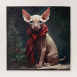 Sphynx Hund im Schnee Weihnachten Puzzle
