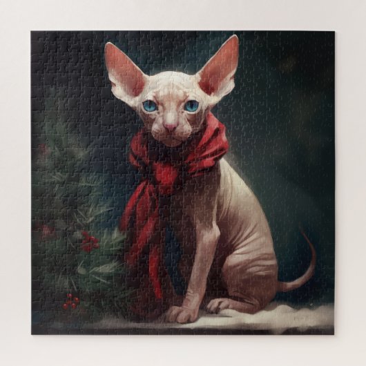 Sphynx Hund im Schnee Weihnachten Puzzle (Vertikal)