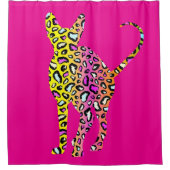 Sphynx Kat Pink Leopard Tierdrucken Duschvorhang (Vorderseite)