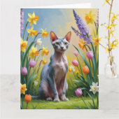 Sphynx Kat Spring Flowers Malerei Karte (Gelbe Blume)