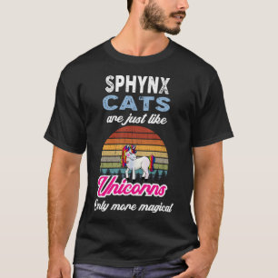 Sphynx Kats Retro Einhorn Vintager Sonnenuntergang T-Shirt