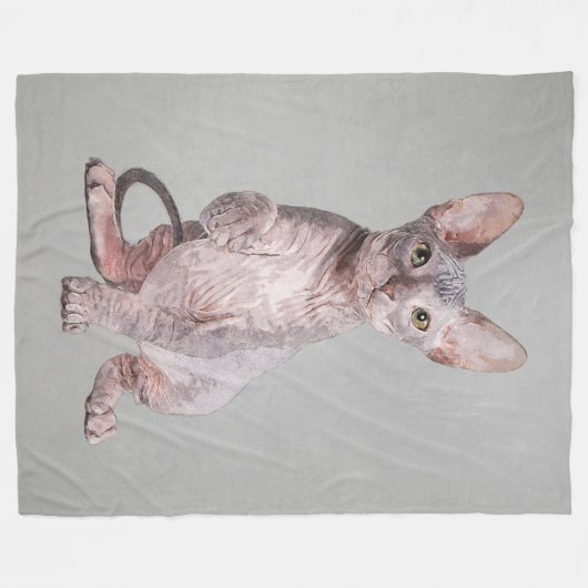 Sphynx Kätzchen-Haustier-Porträt Fleecedecke (Vorderseite (Horizontal))