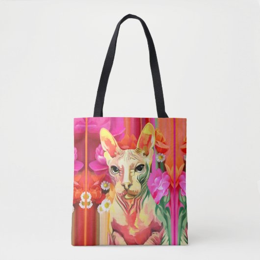 Sphynx Katze Blumen-Fee Tasche (Vorderseite)