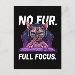 Sphynx-Katze Gamer Full Focus Neon-Kunst Feiertagspostkarte