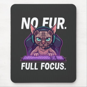 Sphynx-Katze Gamer Full Focus Neon-Kunst Mousepad