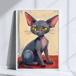 Sphynx-Katze | Haarloses Katzenhaustier Aquarell Poster