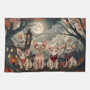 Sphynx-Katze Halloween Gruselig Geschirrtuch