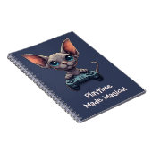 Sphynx-Katze hält Spielcontroller Notizblock (Rechte Seite)