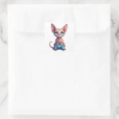 Sphynx-Katze hält Spielcontroller Quadratischer Aufkleber (Tasche)