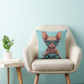 Sphynx-Katze hält Spielecontroller Kissen (Stuhl )
