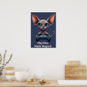 Sphynx-Katze hält Spielecontroller Poster (Küche)