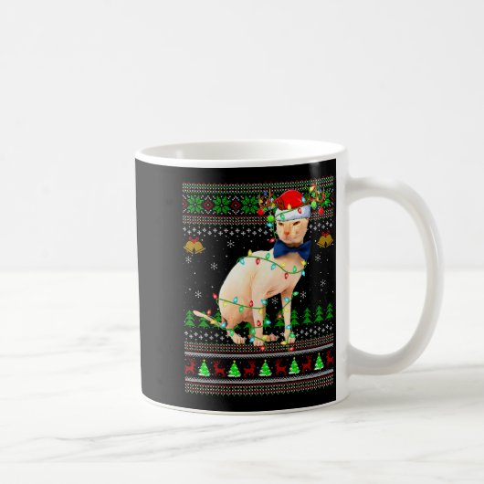 Sphynx-Katze hässliche Weihnachtspullover Feiertag Kaffeetasse (Rechts)