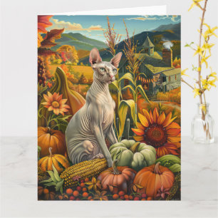 Sphynx-Katze Herbsternte Erntedankfest Karte
