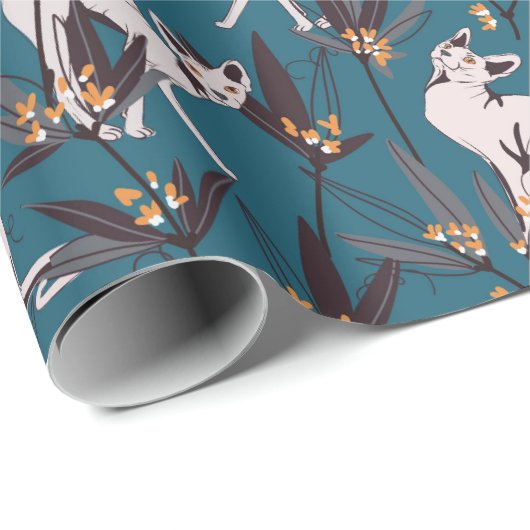 Sphynx-Katze-lustiges Kindermuster Geschenkpapier (Rolleneckpunkt)