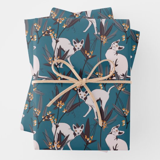 Sphynx-Katze-lustiges Kindermuster Geschenkpapier Set (Beispiel)
